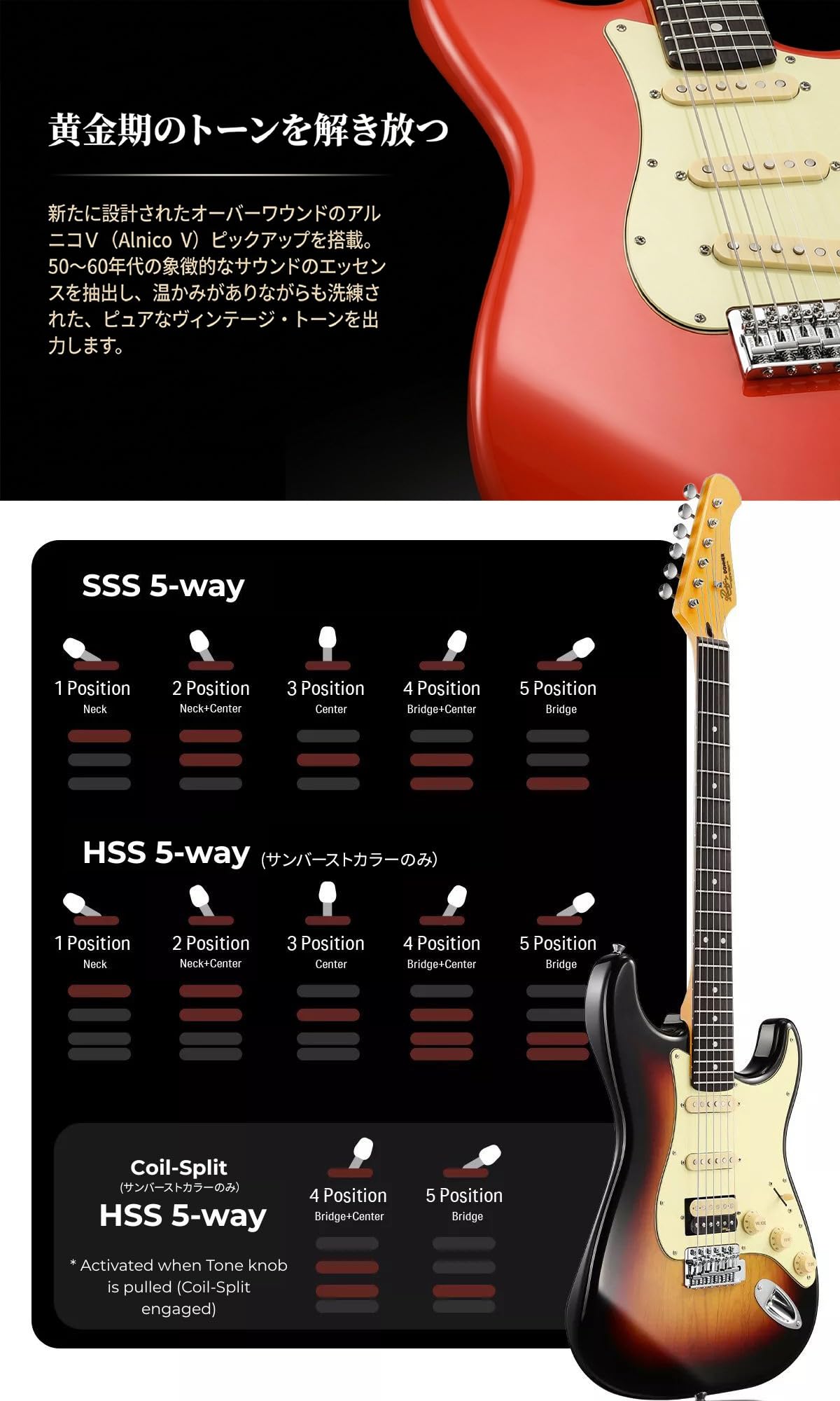 Amazon | Donner DST-600 サンバースト エレキギター ストラト