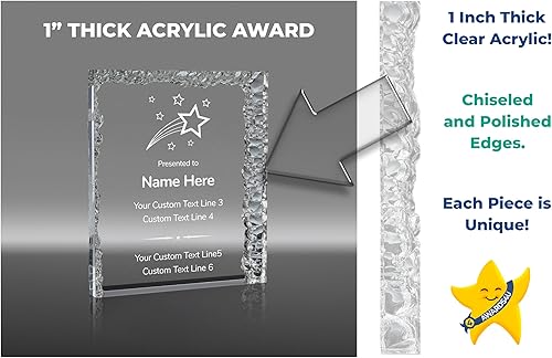 Miniatura 4 de Trofeo grabado personalizado  Premios acrílicos personalizados con grabado  Estrella brillante  Más allá  Marcar la diferencia  Jubilación
