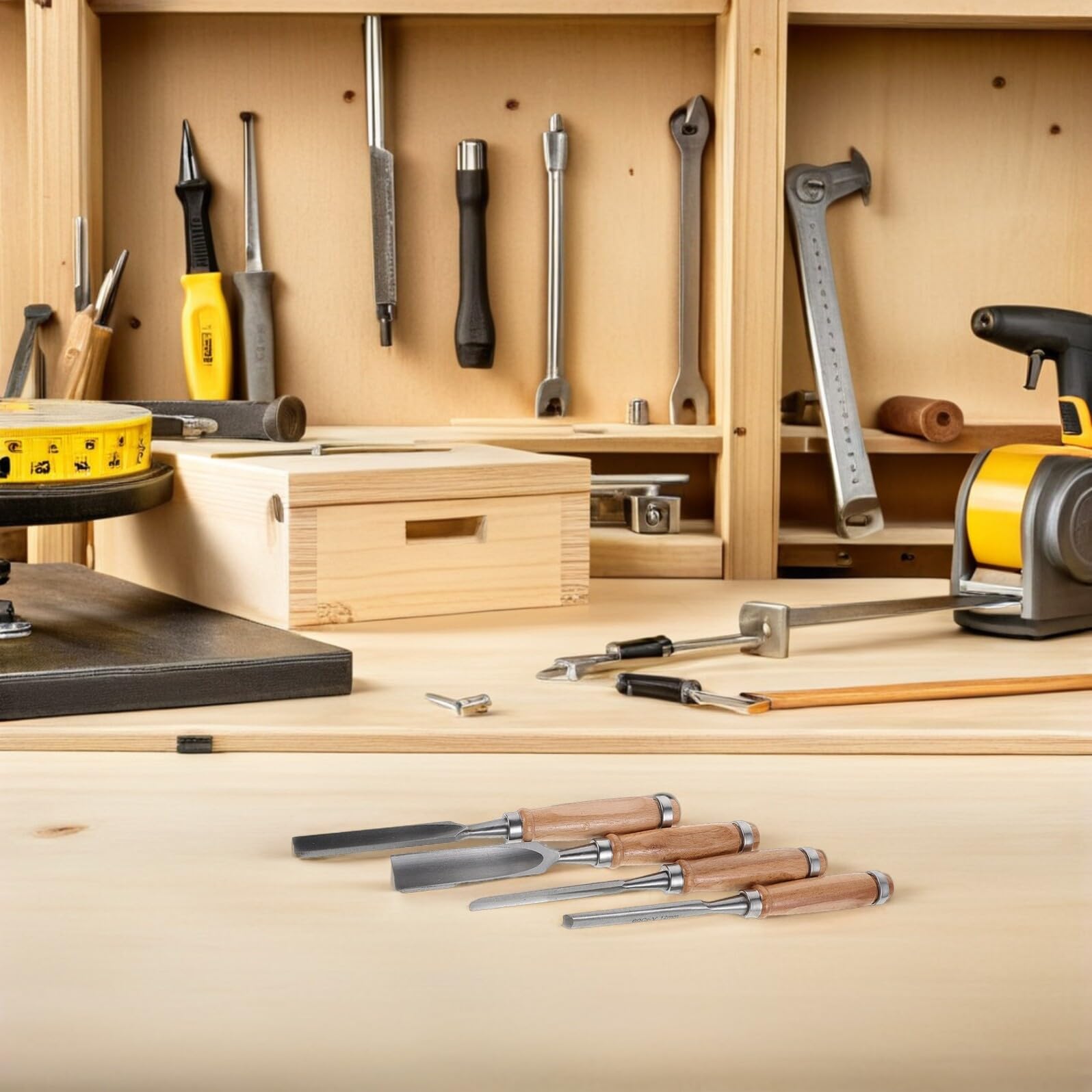 GALPADA Set di 4 Scalpelli per Intaglio del Legno in Acciaio, Kit per Modellismo e Ristrutturazione Legno, Scalpelli Semicircolari per Sagomatura