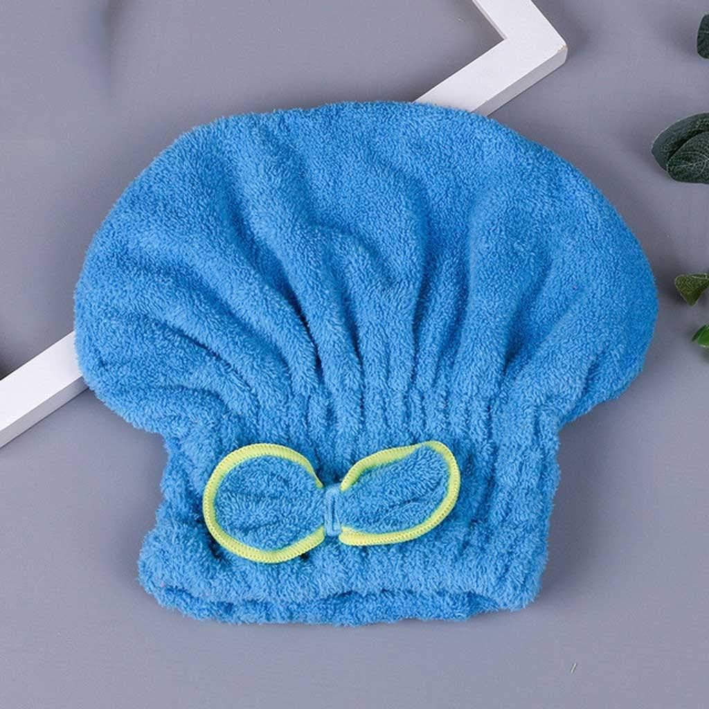 Microfiber Solid Quickly Dry Hair Hat Turban Women Girls Ladies Cap Bathing Drying Towel Wrap(White-Patch Five-Pointed star4)