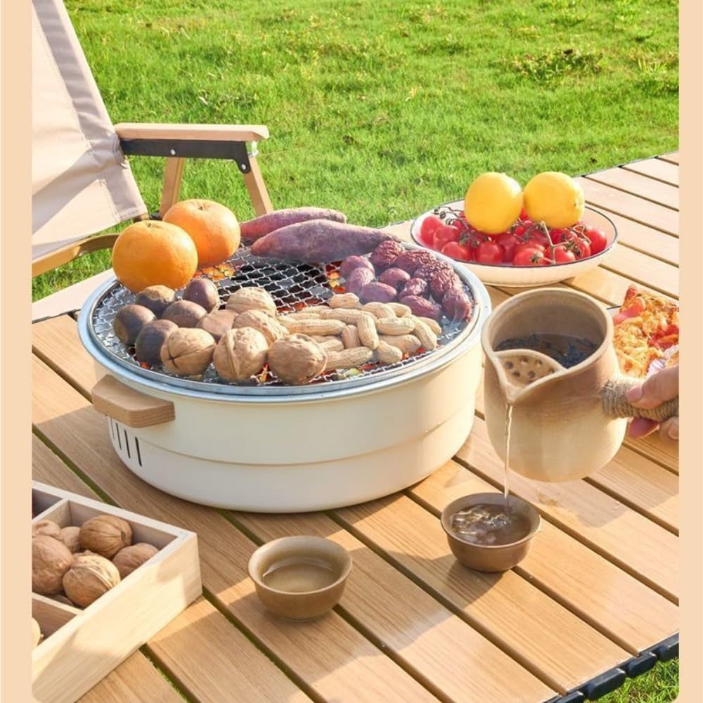 Fornello a Carbone Multifunzionale, Barbecue Portatile e griglia for la Preparazione del tè for Patio Domestico e Campeggio all'aperto