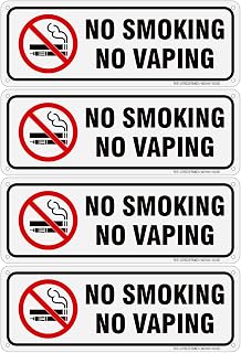 4 Pack No Smoking No Vaping Signs, 10x3.5Inch Aluminum No Smoking Sign for Business/Office, Easy to Install, Indoor/Outdoors Use