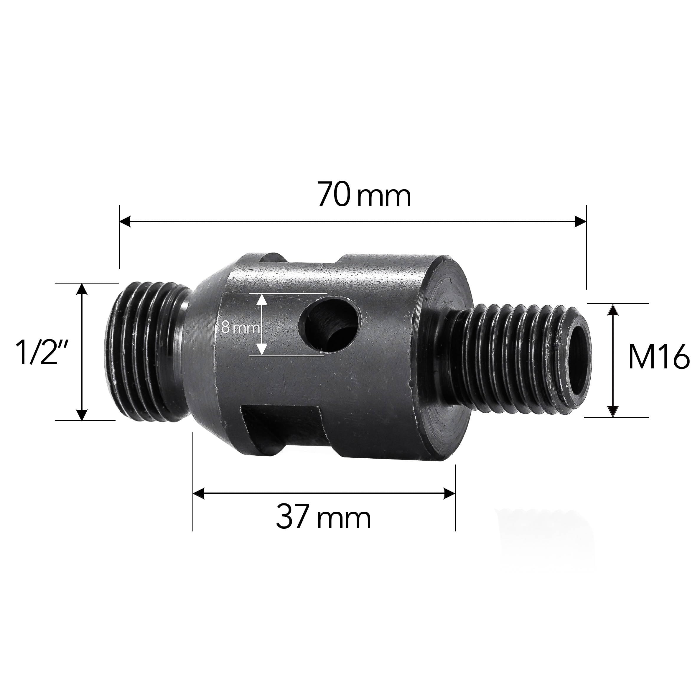 Zentrierbohrer + Adapter M16 Zapfen x R 1/2" Zapfen