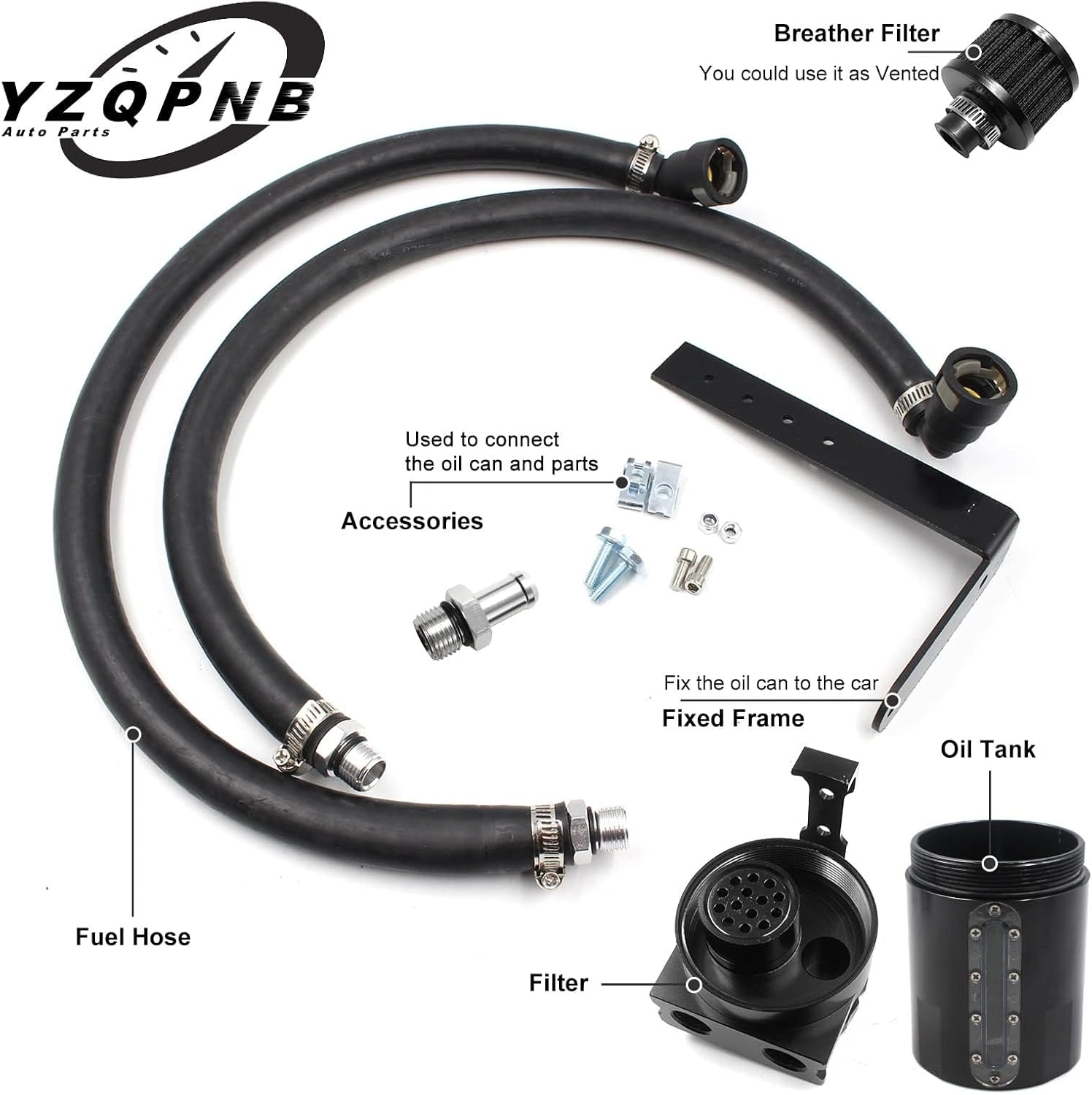 Oil Catch Can Passenger Side Oil Separator Tank with Breather Filter, Sight Glass Fits Ford F150 5.0L/2.7EB/3.5EB 2011-2023, Raptor 3.5L Ecoboost 2017-2023, Expedition 3.5L EcoBoost 2018-2023