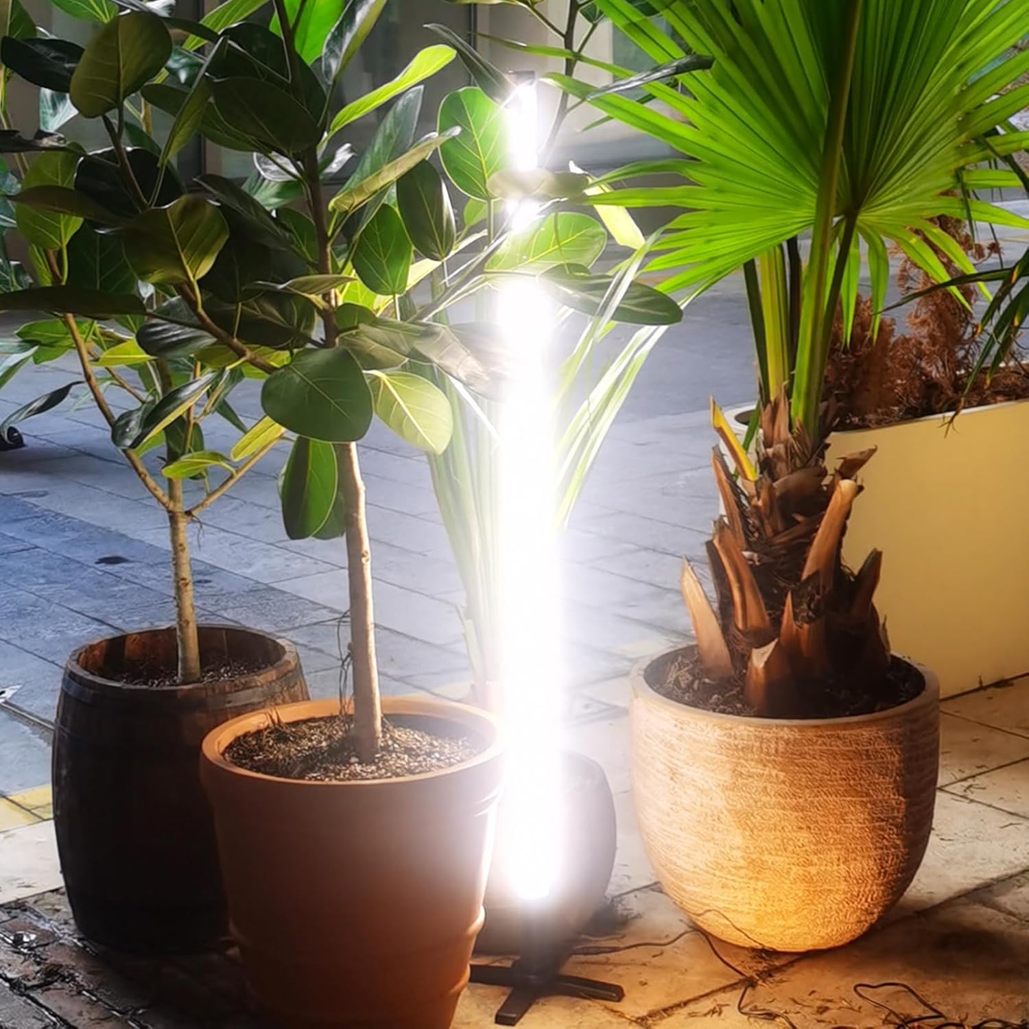 XIHORYSEN Vertical LED Grow Light for Indoor Plants with Stand 360° Illumination High PPF 17W Full Spectrum Interval Floor Grow Lamp Plants Lighting for Various Large Green Plants