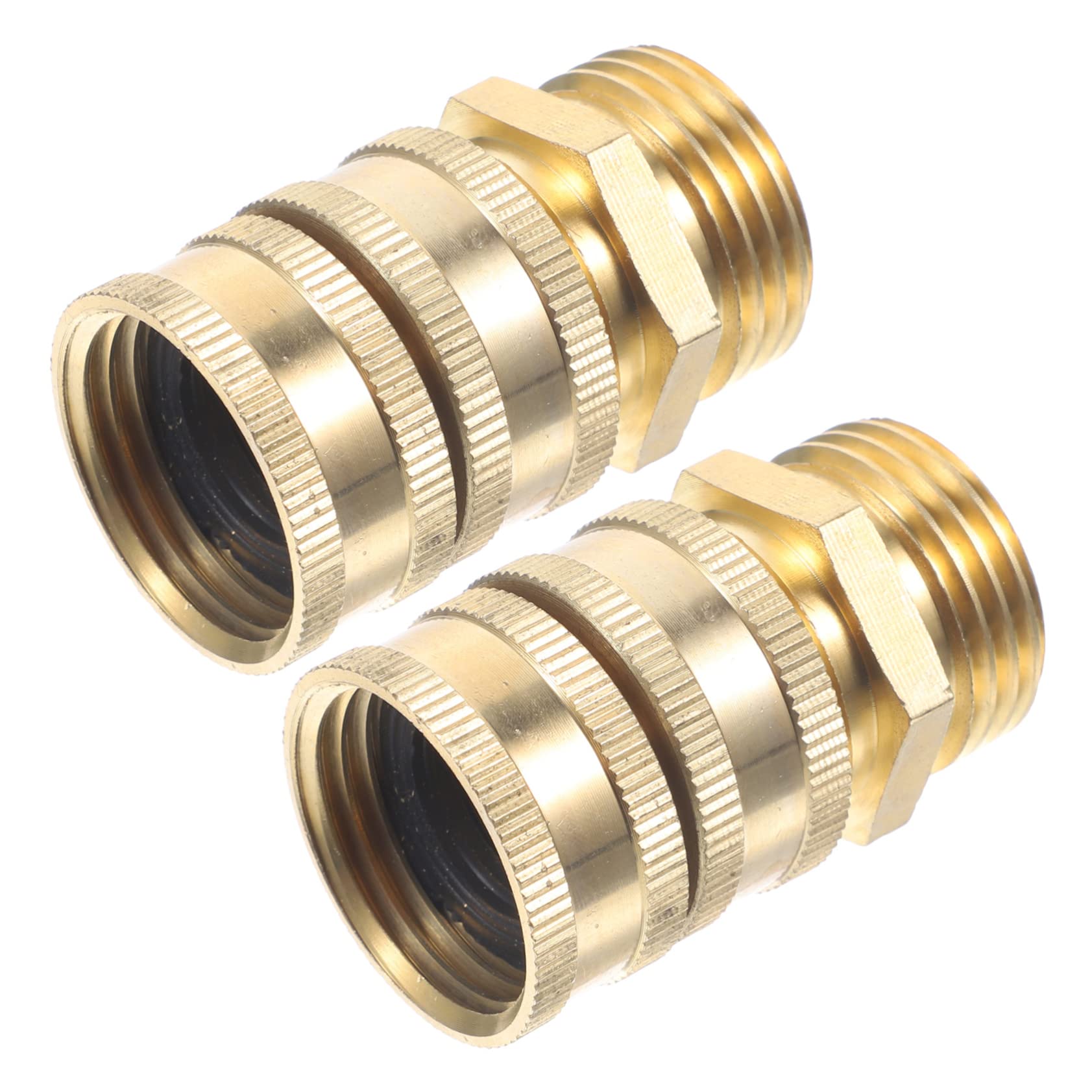 Sosoport 2 Juegos Adaptador De Vías Giratorio De Manguera Soporte De Manguera Conector Adaptador De Manguera De Agua Conectores Manguera De Jardín Extensible Golden Latón 2 Pares * 2