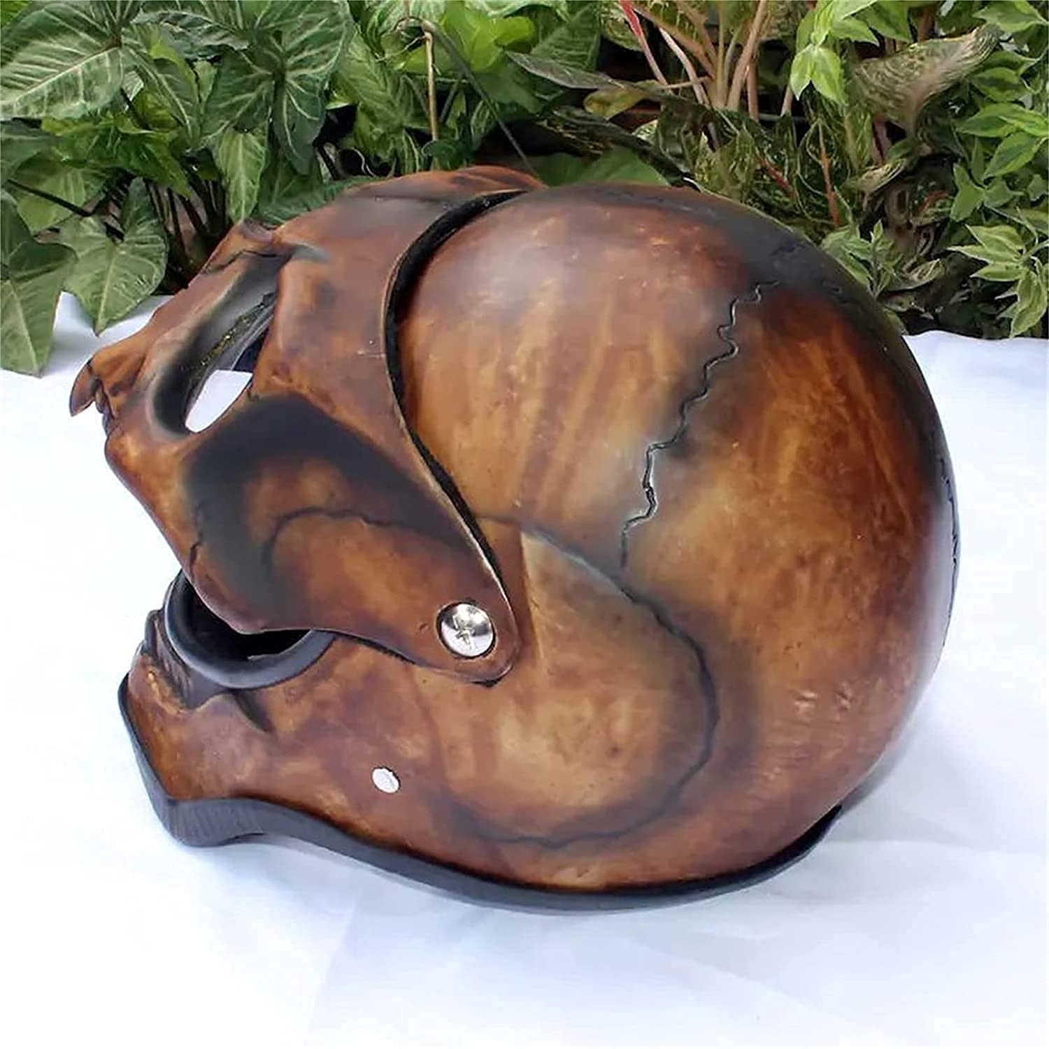 Maschera di Halloween Negromante Casco Teschio, Decorazione Horror Testa Completa Maschera Teschio/Casco Mascella Mobile, Visiera Teschio Scheletro Casco Moto Flip Up D(PVC),XL