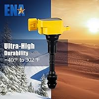 Vista 4 de ENA Juego de 6 bobinas de encendido amarillas y bujías de iridio compatibles con Nissan Infiniti FX35 M35 G35 350Z 2003 2004 2005 2006 2007 2008