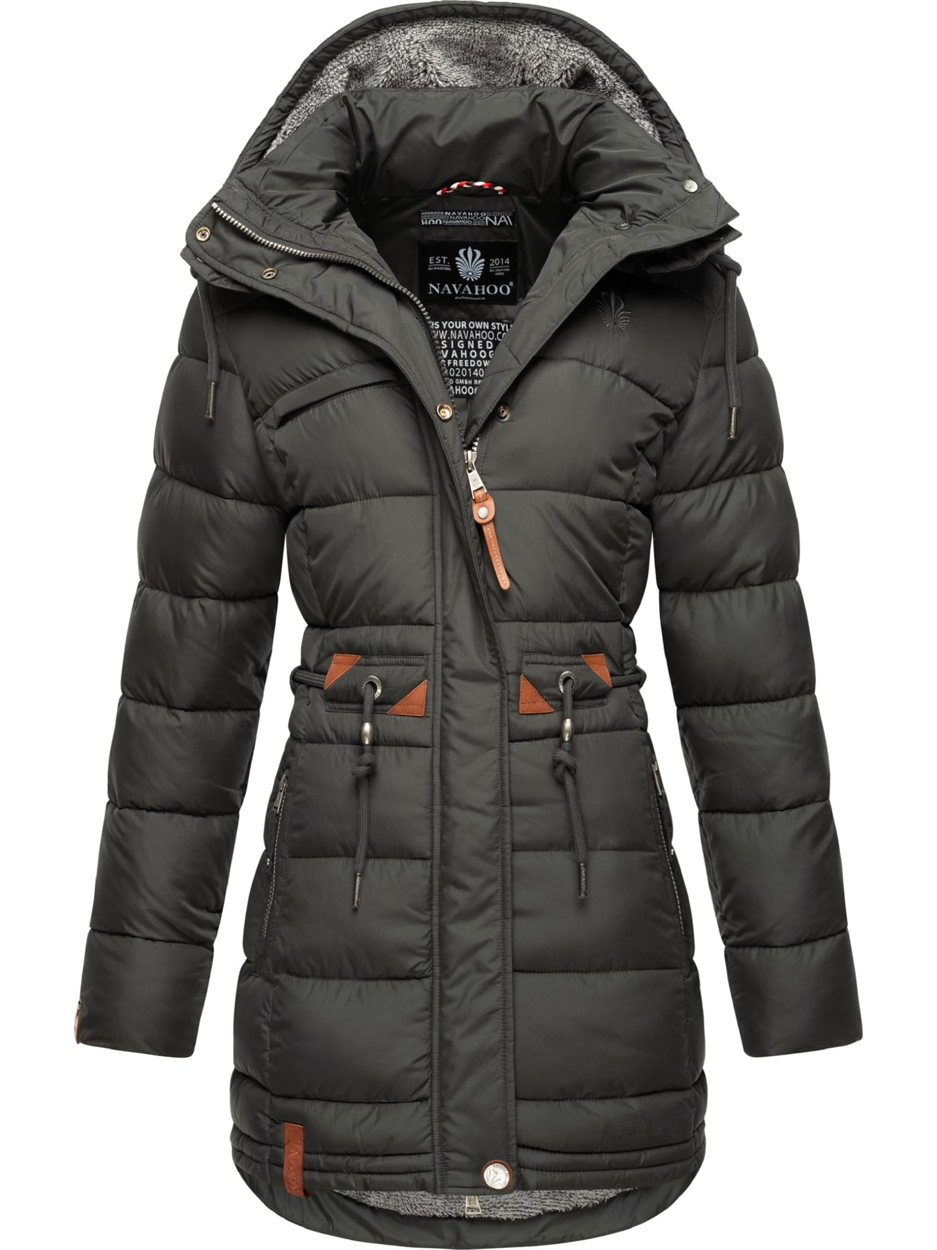Navahoo Damen Wintermantel Steppmantel Winterjacke Kurzmantel warm gefüttert abnehmbare Kapuze Daliee XS-XXL