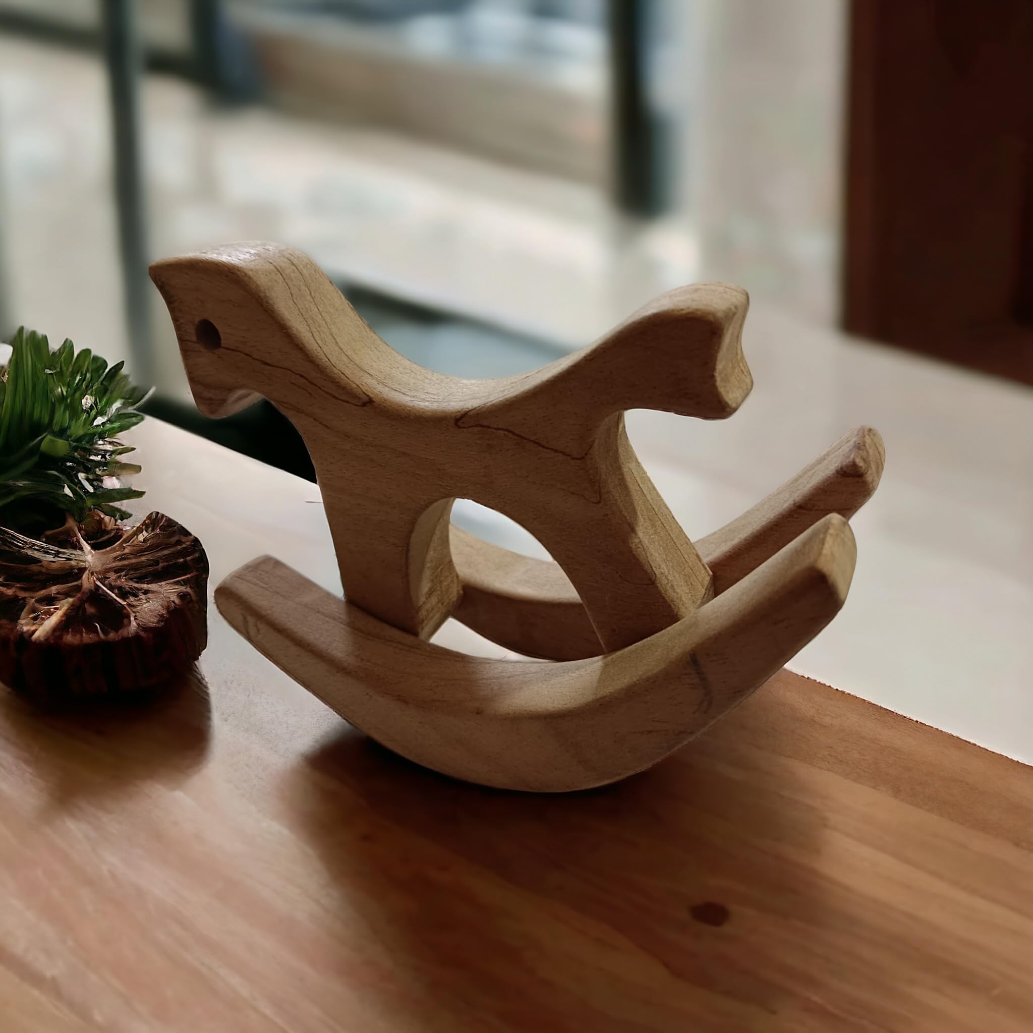 neemtoys® Neem Wooden Pocket Size Swing Horse for Toddlers - Compact Rocking Horse for Babies, Enhances Balance & Coordination, Safe & Durable Wooden Toy for Early Learning (Brown) 1