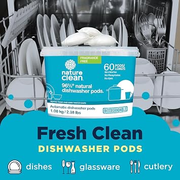 NATURE CLEAN Automatic Dishwasher Pacs Unscented, 60 Count