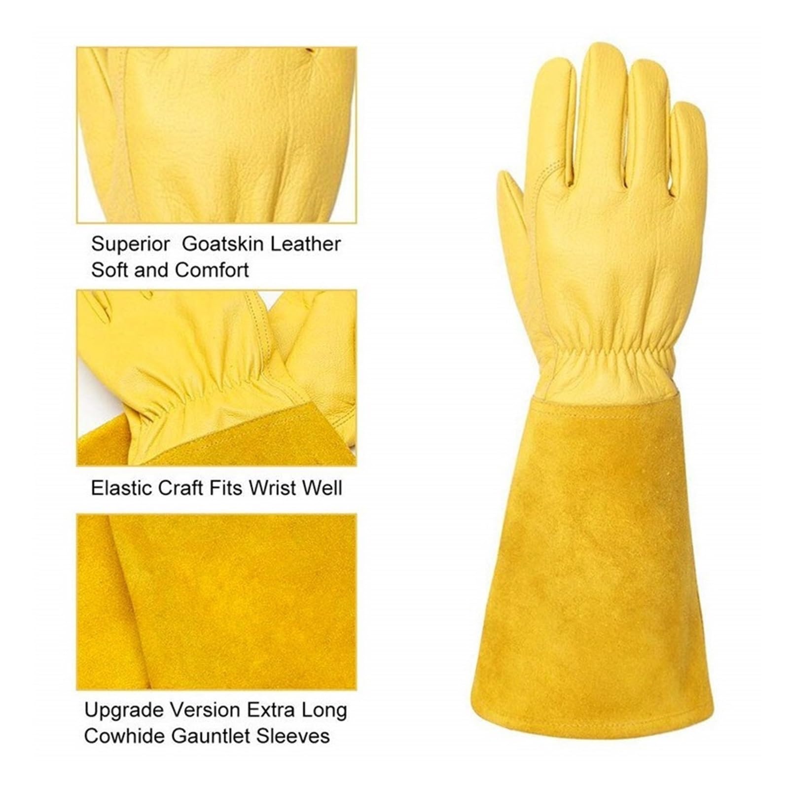 1 Paar Heavy Duty Gartenarbeit Rose Rebschnitt Gauntlet Handschuhe Thorn Proof Langarm Arbeit Schweißen Garten Dropshipping Starker Griff(Brown,S)