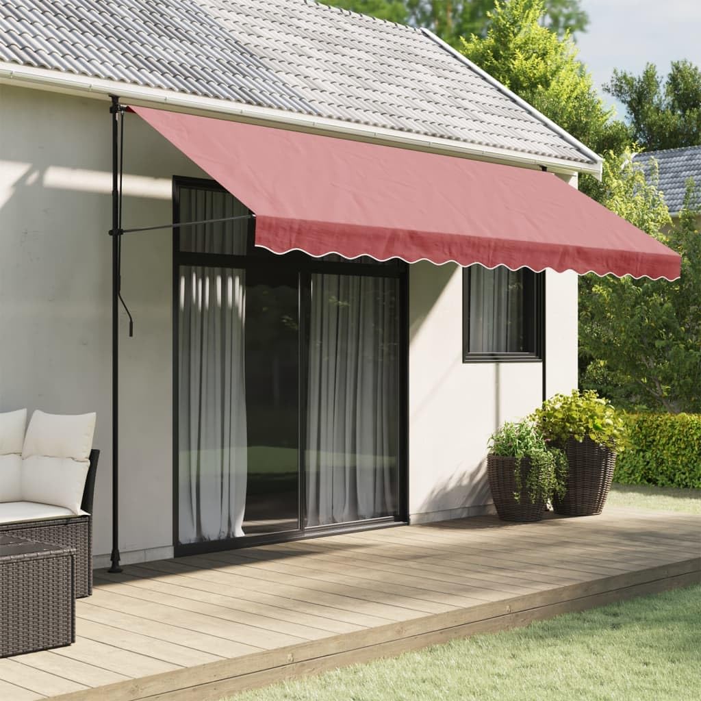 Auvent rouge bordeaux de jardin pour créer de l'ombre sur la terrasse