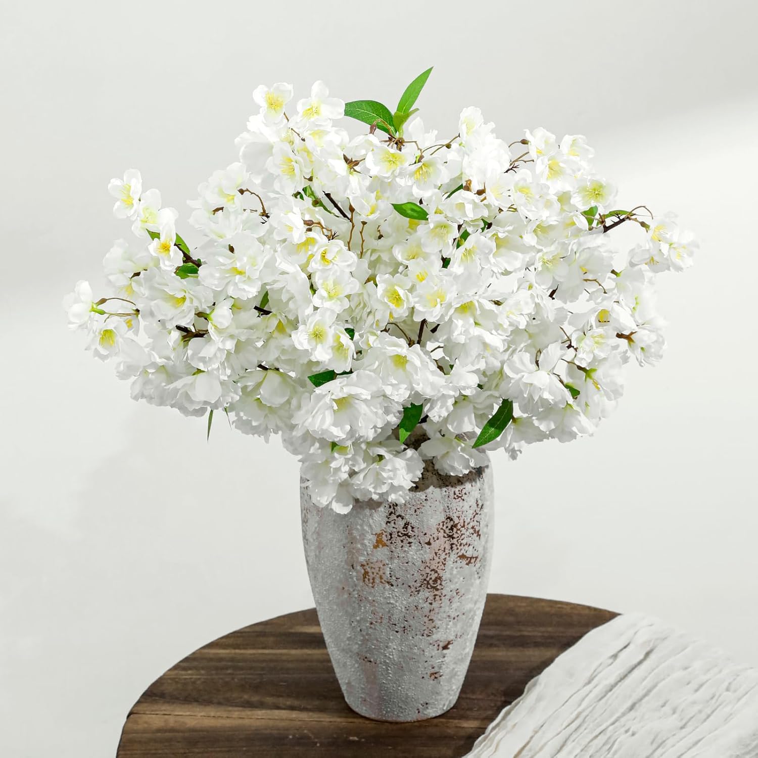 4 Pcs Artificial Cherry Blossom Branches, 27.6" Tall Artificial Silk Flowers Long Stem for Tall Vase, Realistic Fake Cherry Blossom Spring Decorations for Home Office Wedding Table Centerpiece Decor