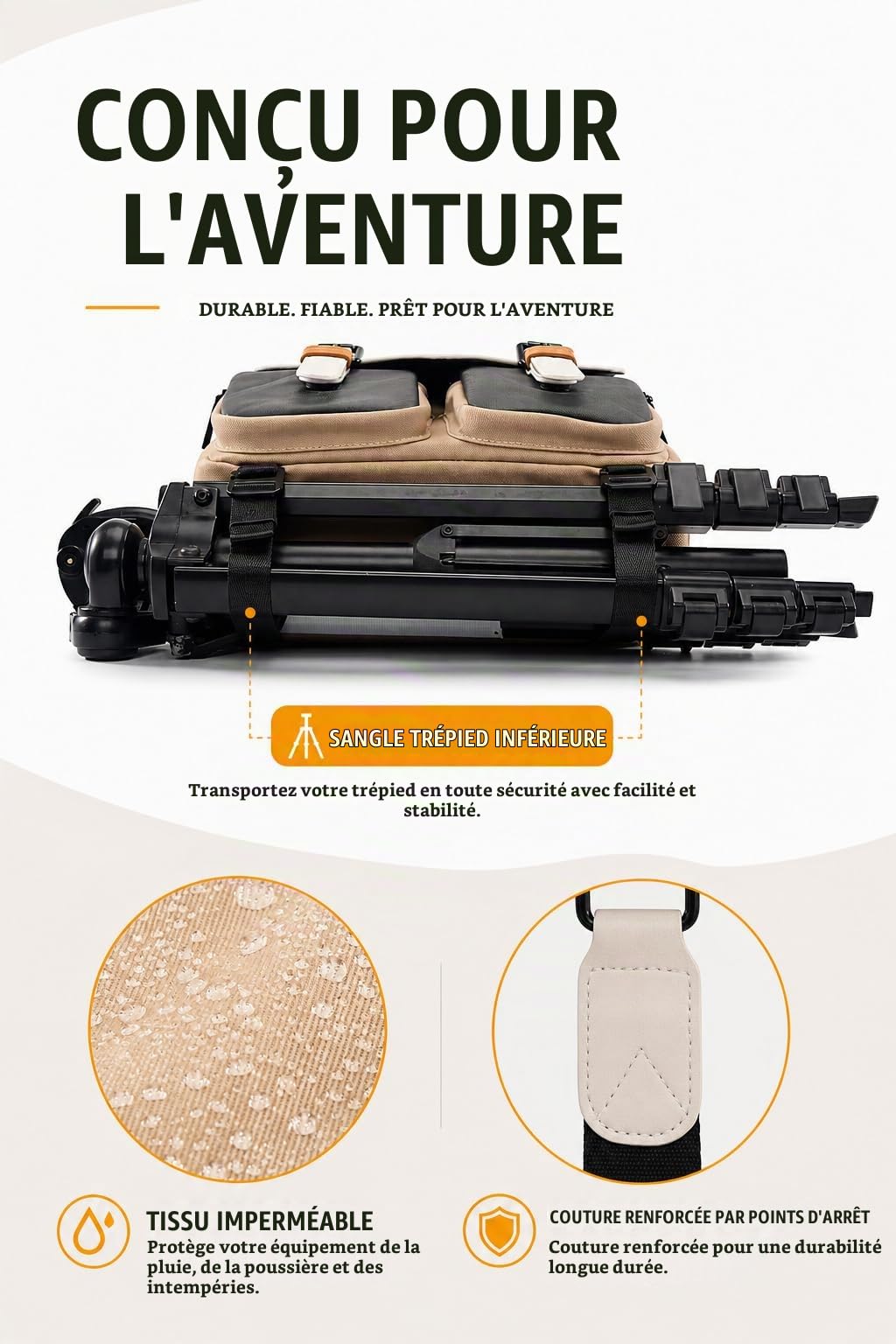 Cwatcun Sac d'épaule pour Appareil Photo Compact, Petit Sac Messager étanche pour Appareil Photo avec Support pour trépied, Sac de Voyage pour Appareil Photo DSLR/SLR/Miroir, Objectif,L