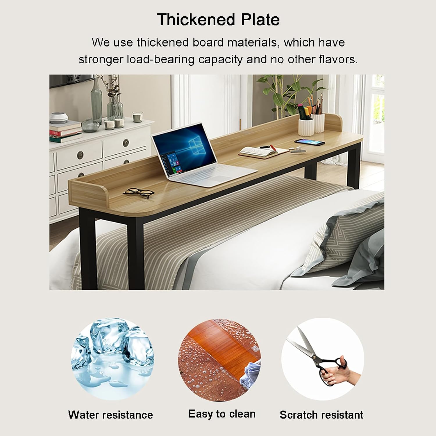 Bed Desk Bed Table Over The Bed Table with Wheels overbed Table Over The Bed Desk Desk for Bed Over The Bed Table Mobile Cross-Bed Table, Suitable for Anywhere in The Home. 170cm/66.9in prim