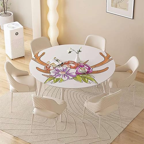 Mantel redondo de acuarela con diseño de plantas suculentas, flores, ramas, impermeable, cornamenta, lavable, reutilizable, cocina, comedor, picnic,