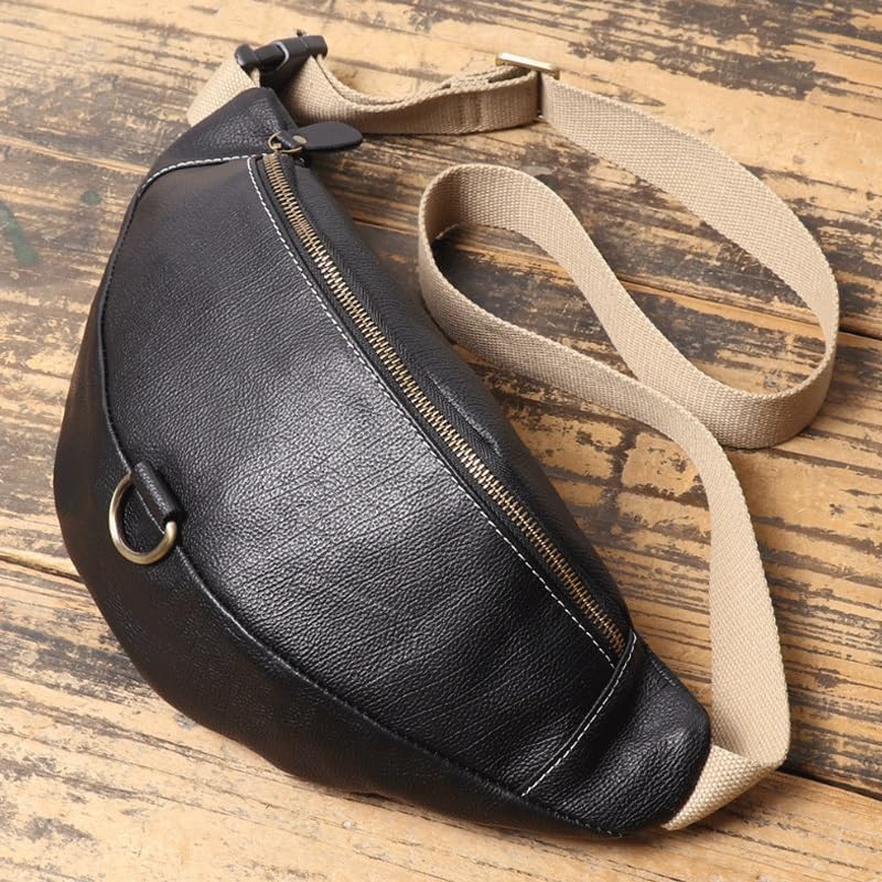Men's Genuine Leather Crossbody Bag for Casual Wear Versatile Adjustable Large Capacity