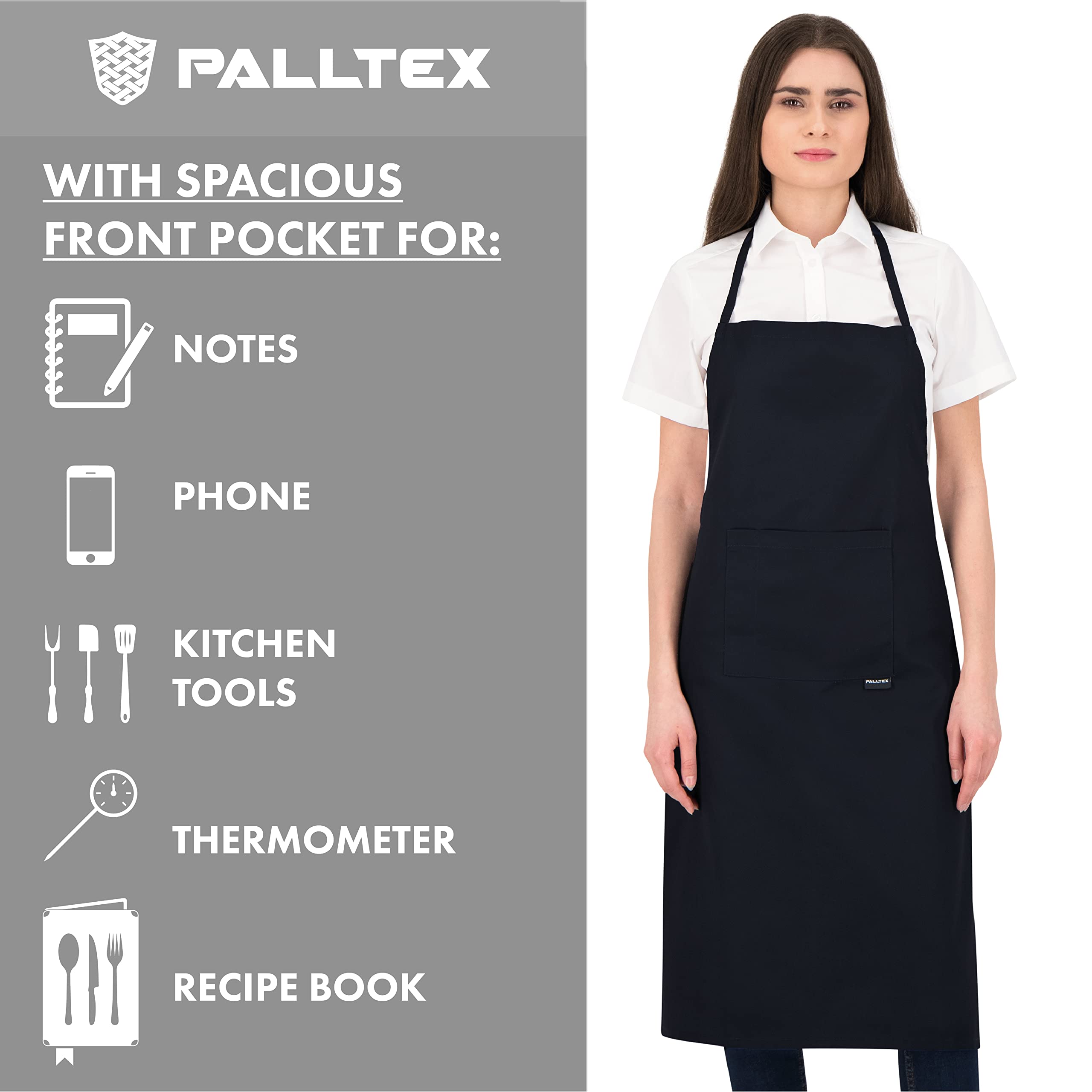 PALLTEX Borago Aprons for Men Aprons for Women Chef Apron for Cooking Crafts Painting Baking Kitchen Apron EN ISO 13688 - Image 2