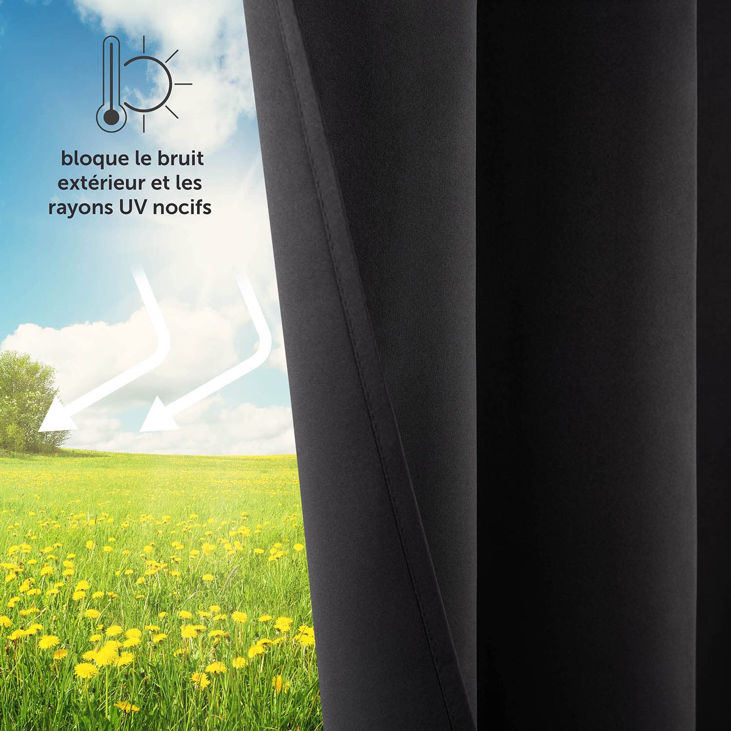 Blumtal - Lot de 2 Rideaux Occultants - Rideau Thermique Isolant Anti Froid - Rideau Occultant avec Œillets - 140 x 245 cm, Noir