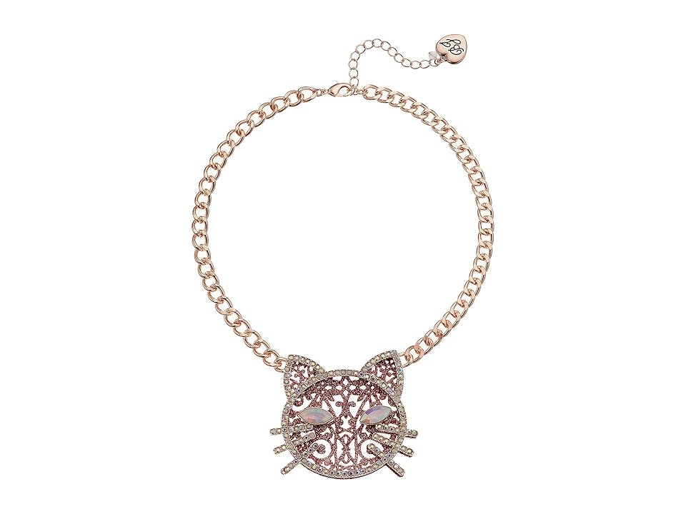 

Betsey Johnson Large Cat Pendant Necklace (Black) Necklace