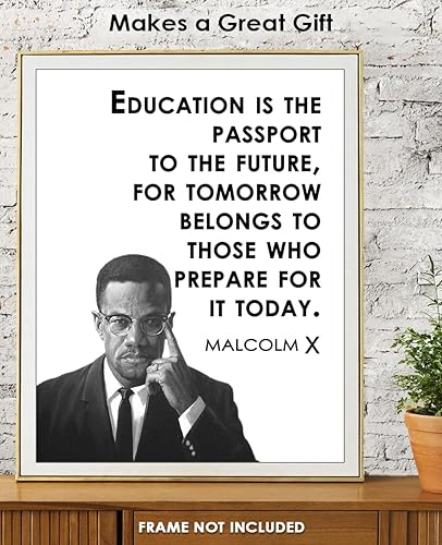 Miniatura 3 de Inspirational Malcolm X Wall Art Poster "Education is the Passport" - 11x14 Unframed African American Wall Art, Positive Affirmations Wall Decor for