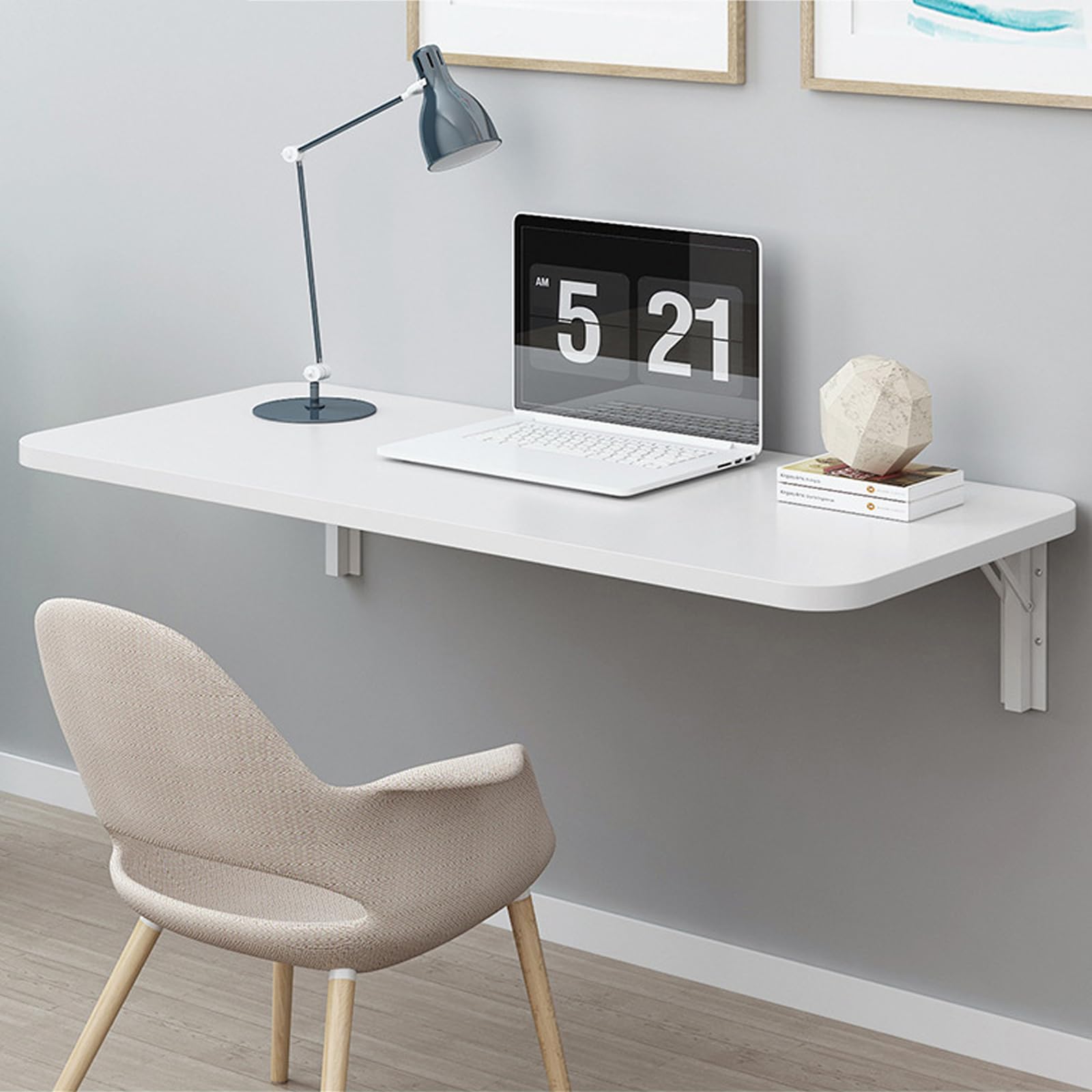 Mesa plegable de pared de 120 x 30 cm para cocina, mesa de comedor que ahorra espacio, con estante blanco resistente, ideal para espacios pequeños y oficina en casa