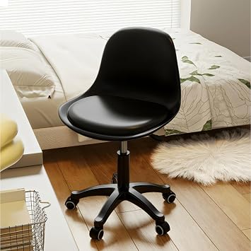 JPBSTO Small Desk Chair Cute, Swivel Armless Task Chair with Soft Padded Cushion, Height Adjustable Home Office Desk Chair with Back for Study Room, Vanity, Office, Bedroom