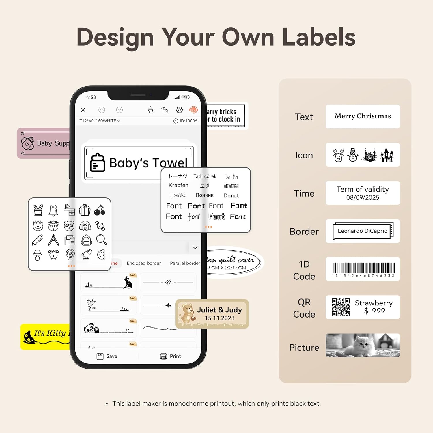 NIIMBOT D110 Label Maker Tape, 12x75mm (0.47"x2.95") 90Label/Roll, Waterproof Label for Home Office Oragnization, White - Image 3