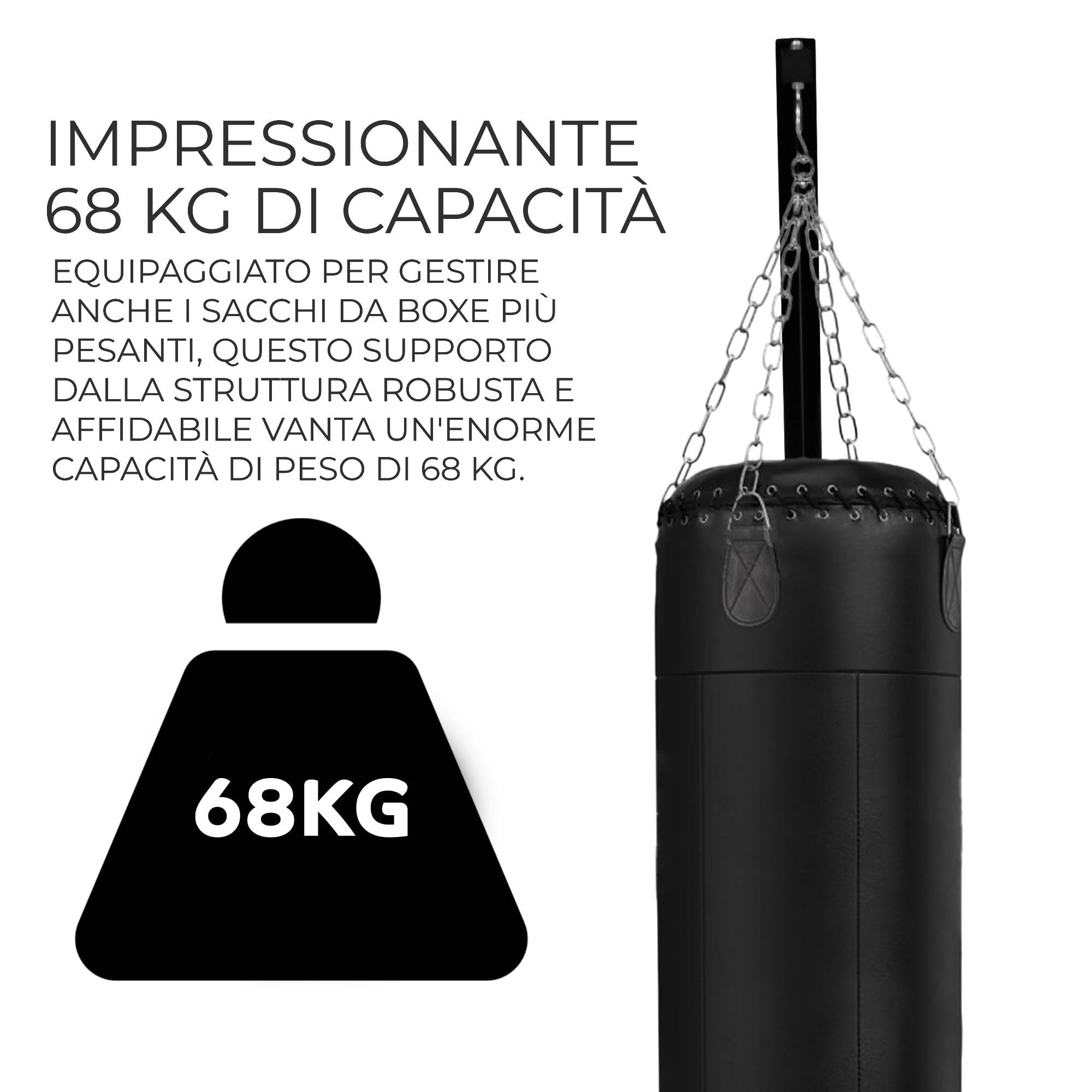 Supporto Da Boxe Pieghevole 68kg Struttura Pensile Regolabile In Altezza 182cm - 230cm Attrezzatura Per Arti Marziali Boxe Base A Triangolo Stabile Supporto Per Piastra Di Peso In Acciaio Resistente