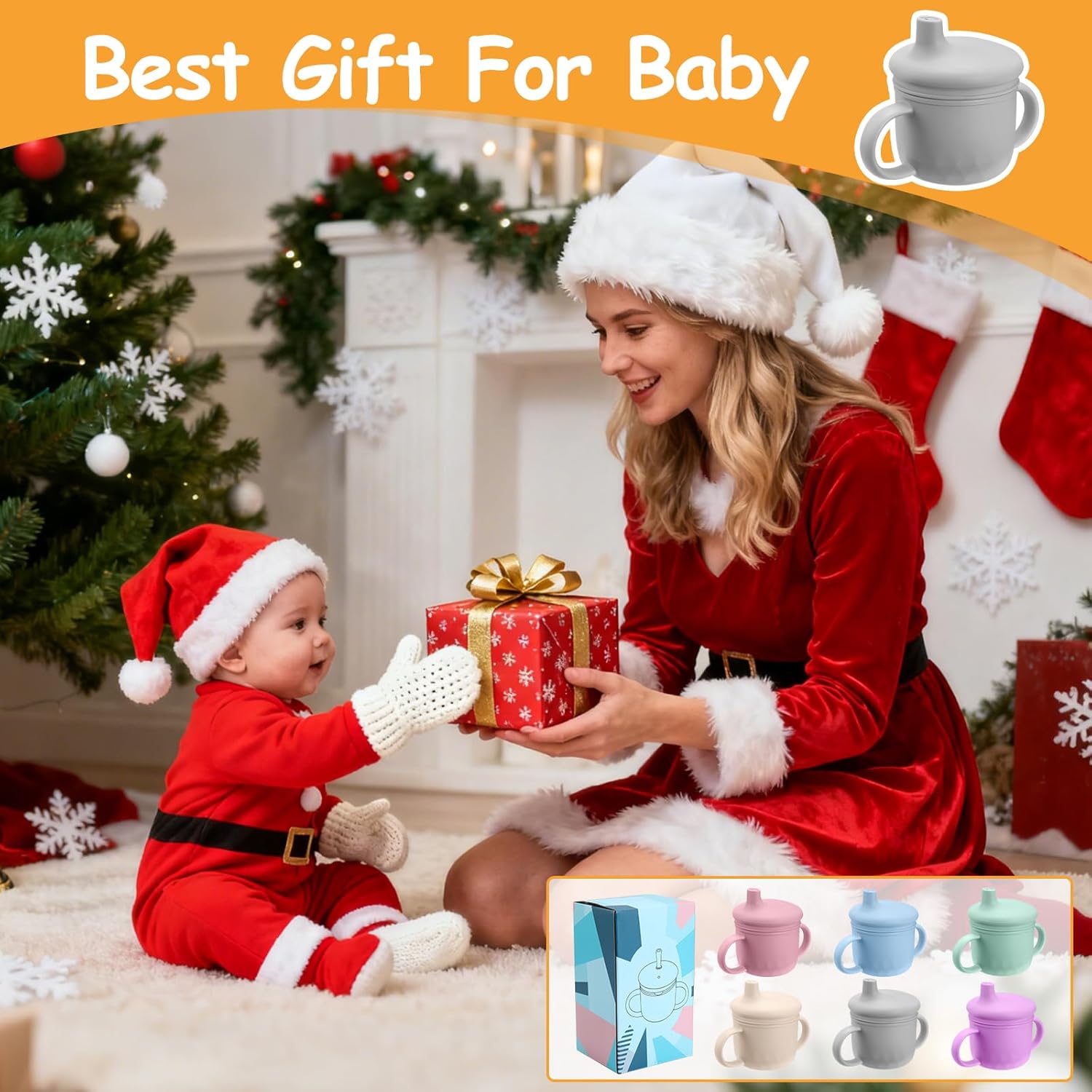 Mity rain 3-In-1 Stainless Steel Sippy Cup for 6+ Month Old, Baby Straw Cups for Toddlers 1-3 with Travel Lid, Silicone Straw, Replacement Straw & Cleaning Brush - 8oz Toddler Cups Spill Proof Set - Image 9