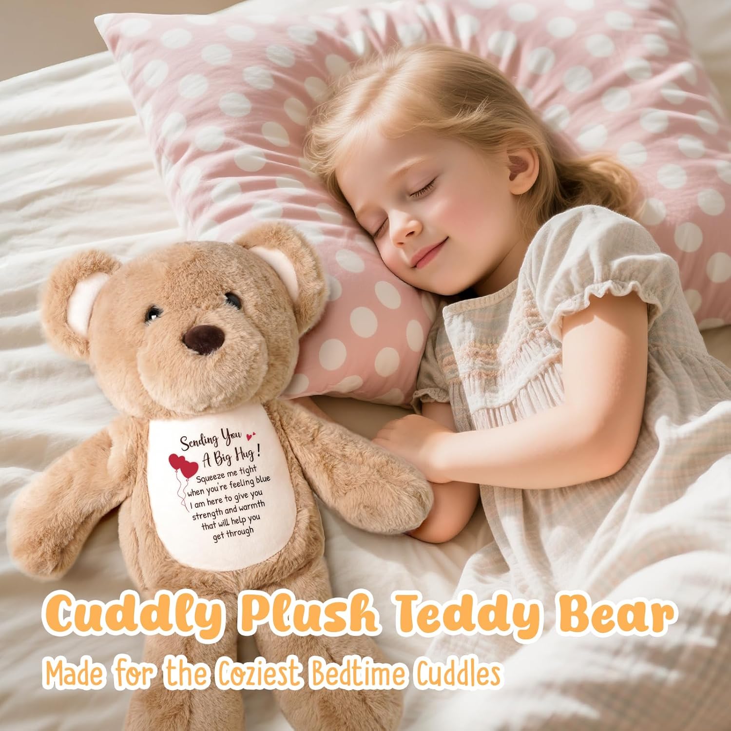 Soft Teddy Bear Plush Toy, A Big Hug Get Well Soon Comfort Bear with Sympathy Message, Emotional Support Gift for Women, Kids, Girls, Toddlers, Thinking of You Memorial Loved Present 15" - Image 2