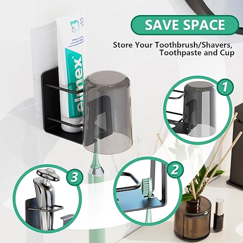 Miniatura 6 de Organizador de ducha esquinero de 4 unidades, organizador de ducha sin perforaciones con soporte para jabón y soporte para cepillo de dientes con