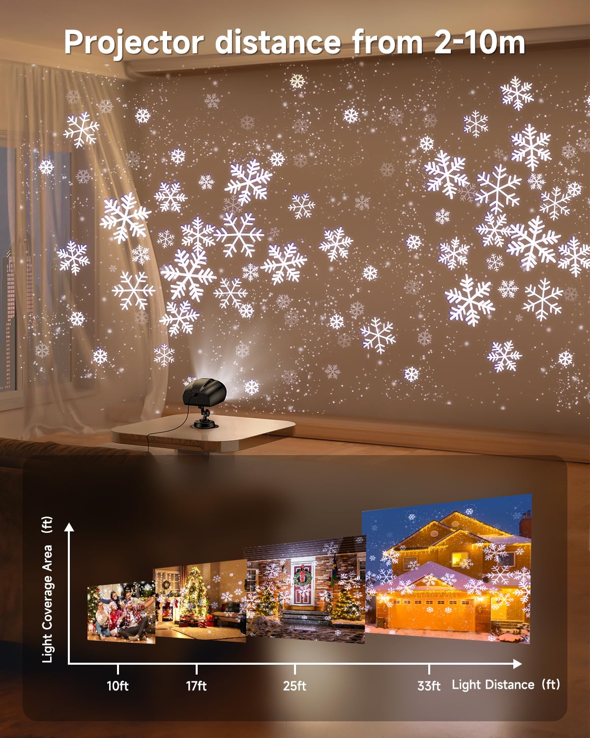 Projecteur de Noël à double tête de flocon de neige avec télécommande, convient pour l'intérieur, le jardin, la terrasse (L)
