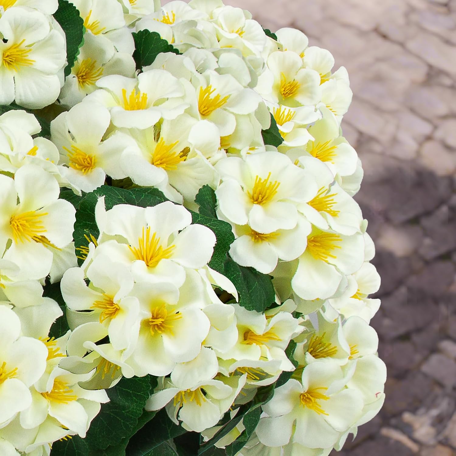 Hananona 6 Pcs Artificial Geranium Flowers for Outdoors Geranium Silk Flowers Outdoor UV Resistant Garden Plants Faux Flowers for Home Kitchen Table Centerpieces Decor (6, Snow White) - Image 5