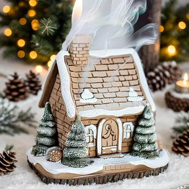 Christmas House Incense Burner - Wierook Huisje for Rustic Decor