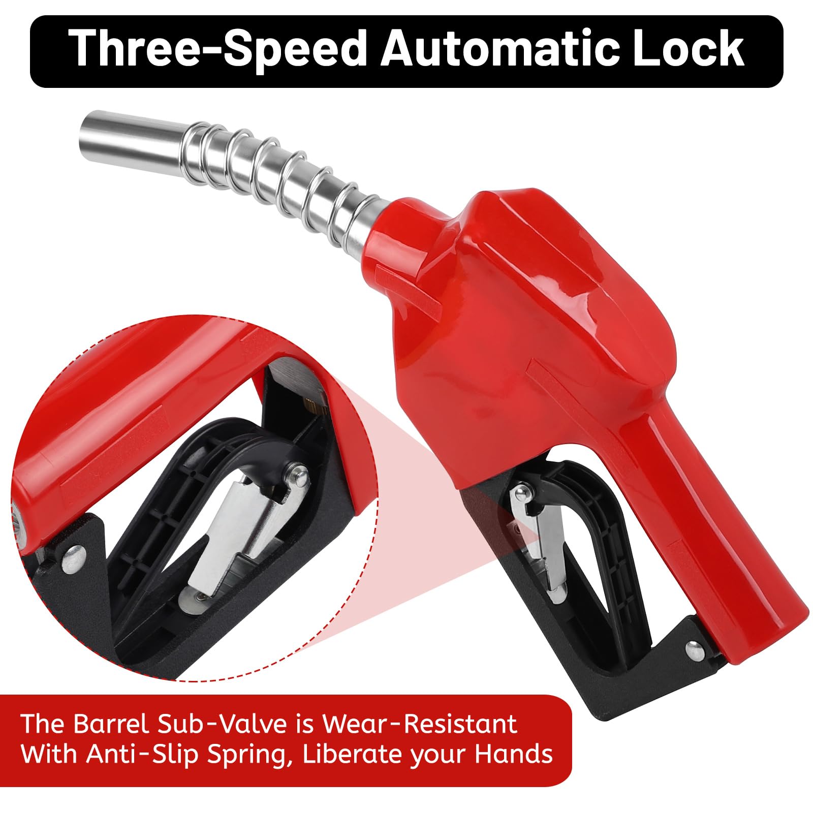 LALAGO Pistolet de Distribution avec Système D'arrêt Automatique Rouge, Buse pour Fioul et Diesel Pompe, Buse Diesel Automatique Pompe d'aspiration D'huile pour Pompage Transvasement