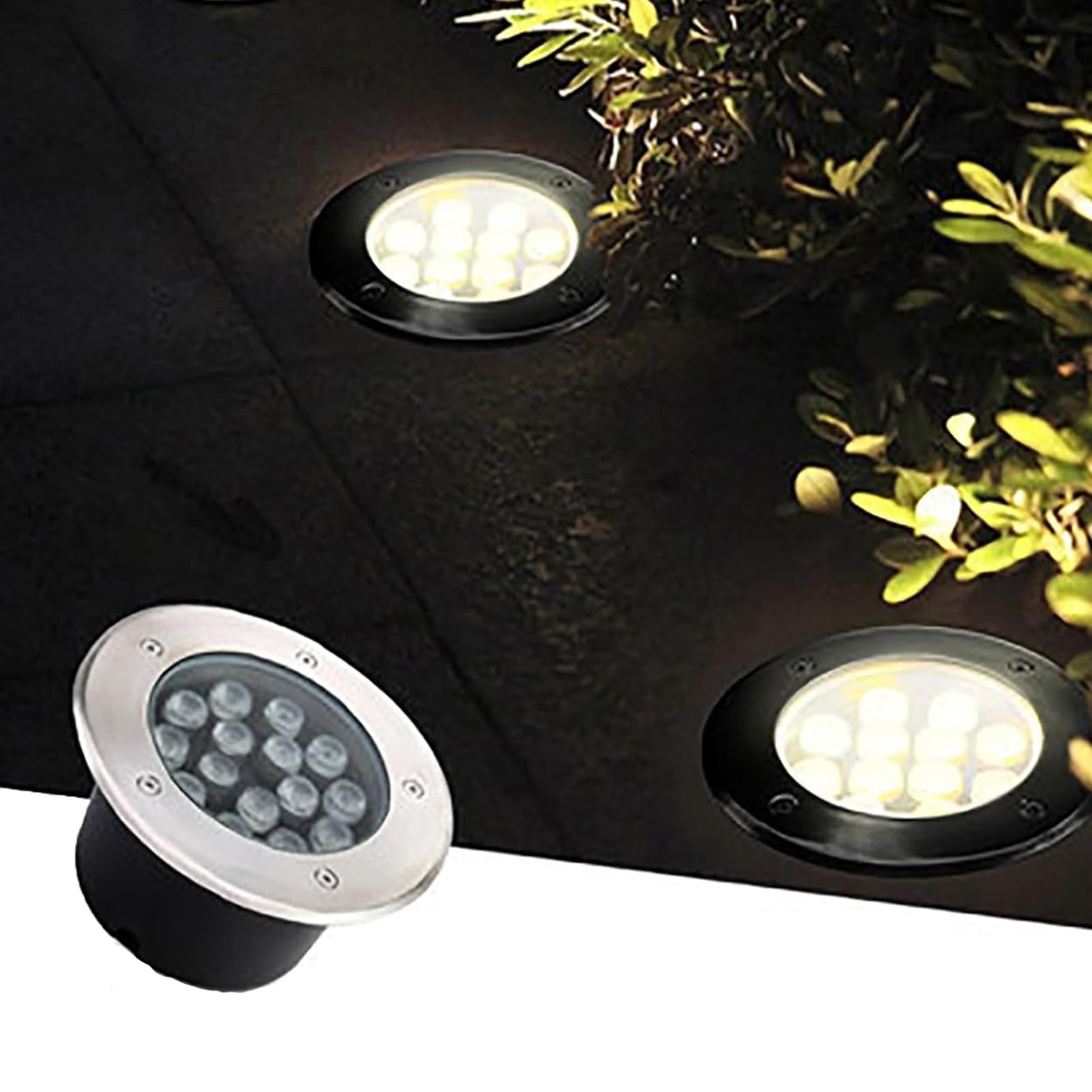 Outdoor Buried Lights, Ground LED Landscape Lamp, IP67 Waterproof Recessed Deck LED Spotlight, AC85-265V Low Voltage LED Floor Lamp, Round Lawn Light, for Driveway Patio Pathway Steps Lighting(Blue Li
