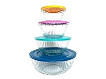 100&plus; Years Glass Mixing Bowls 8-Piece Improved &lpar;Limited Edition&rpar; - Assorted Colors Lid - Colors May Vary