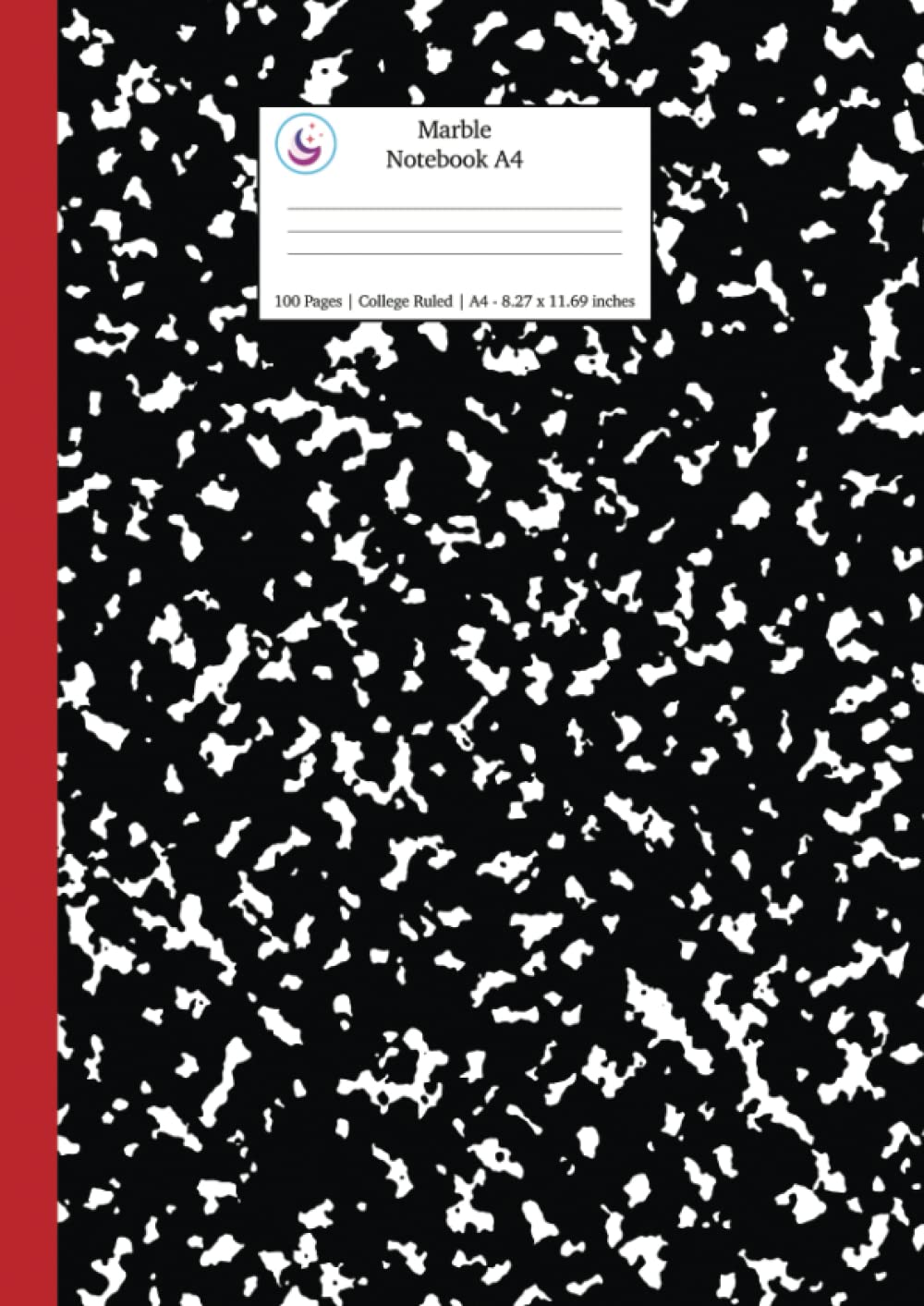 Marble Notebook A4: Black and Red Spine College Ruled Journal: 13 (School Exercise Books A4)