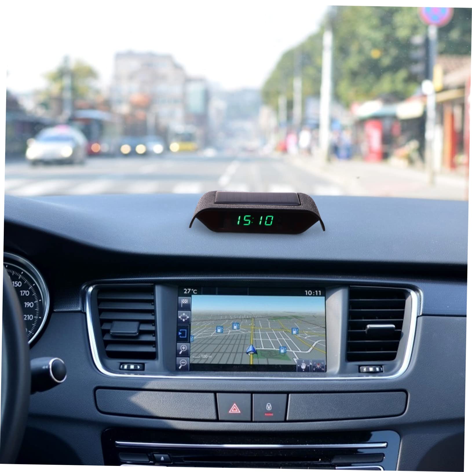ULTECHNOVO 2piezas Reloj Solar De Coche Pantalla Led Alta Precisión y Sensor De Vibración Muestra Hora Fecha y Temperatura Para Vehículos