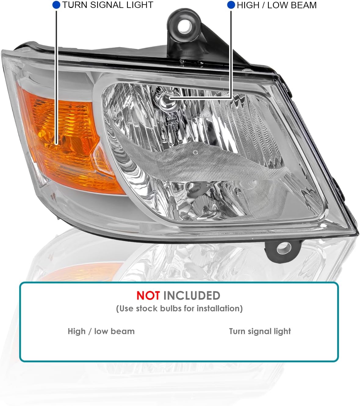 SPEC-D TUNING Chrome Headlights Compatible with 2008-2010 Dodge Grand Caravan L+R Pair Head Light Lamp Assembly