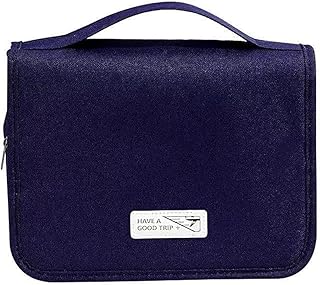 حقيبة مستحضرات التجميل المحمولة ذات سعة كبيرة، حقيبة أدوات الزينة الجديدة للسفر مقاومة للماء، حقيبة تخزين مستحضرات التجميل الراقية (كحلي)، مكس