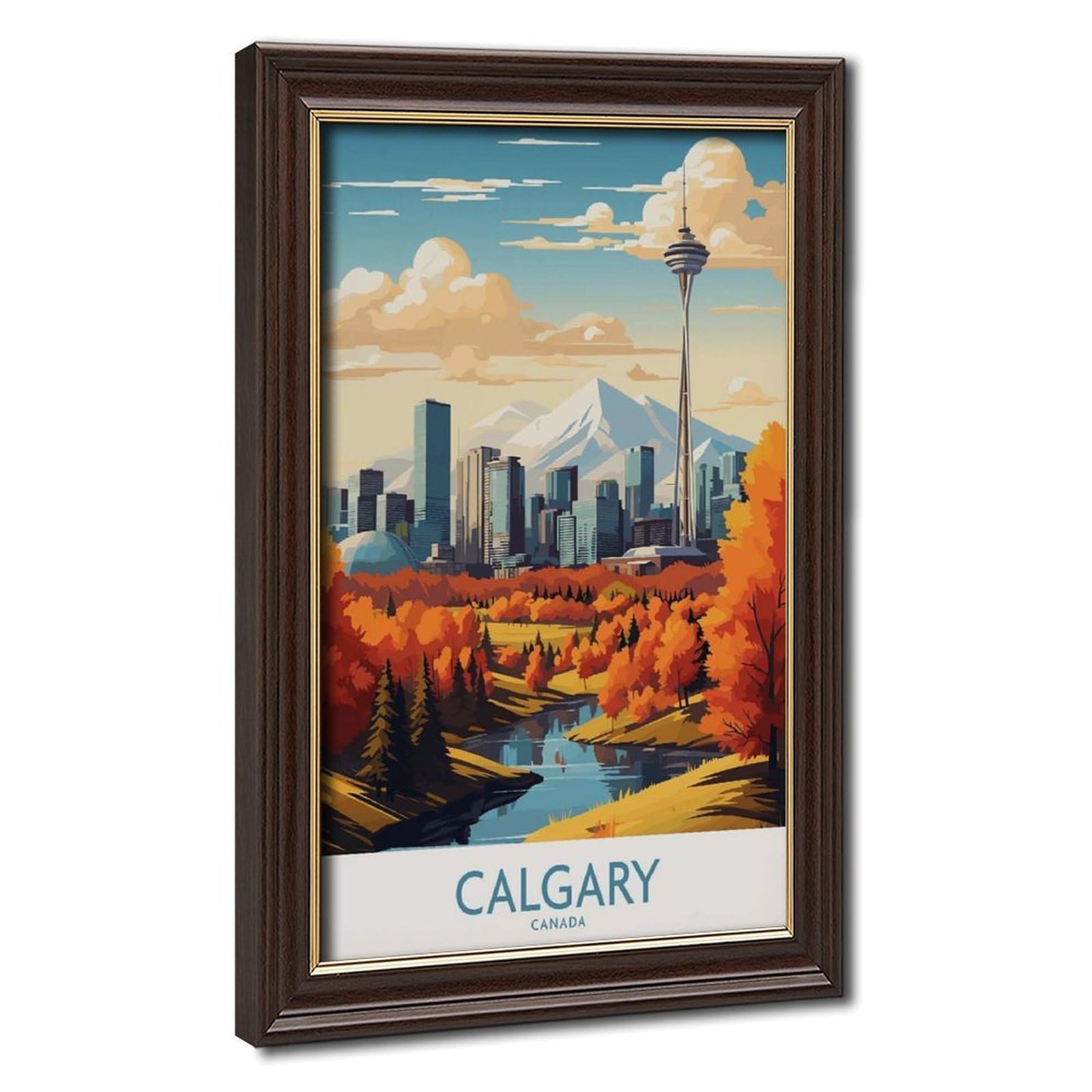Bareronor Mokume Gane Frame-Style Calgary Poster Canvas Poster For Bedroom Decor Gift