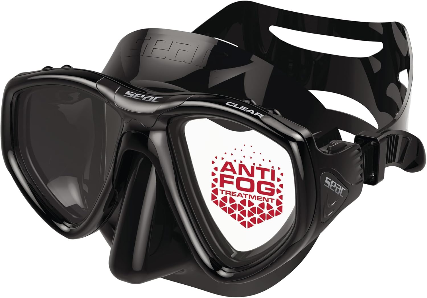 SEAC Clear Antifog Dual-Lens Diving Mask - Low Volume Silicone Skirt for Snorkeling & Scuba Diving
