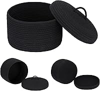 Vista 25 de Sea Team Round Cotton Rope Storage Basket with Lid, Lidded Woven Storage Bin, Nursery Storage Container, Diaper Caddy, Baby Shower Basket, Box, Cream