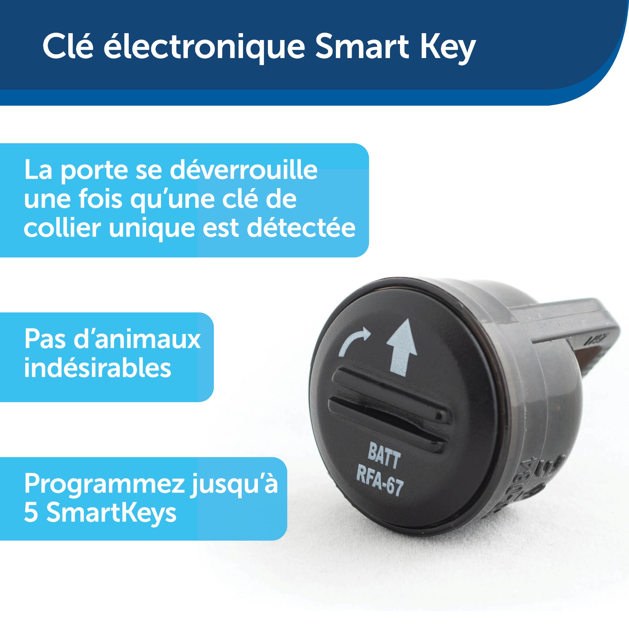 PetSafe - SmartDoor Porte Électronique pour Animaux de Compagnie - Technologie d'Accès avec Clé, Modes Programmables, Économe en Énergie - Grand