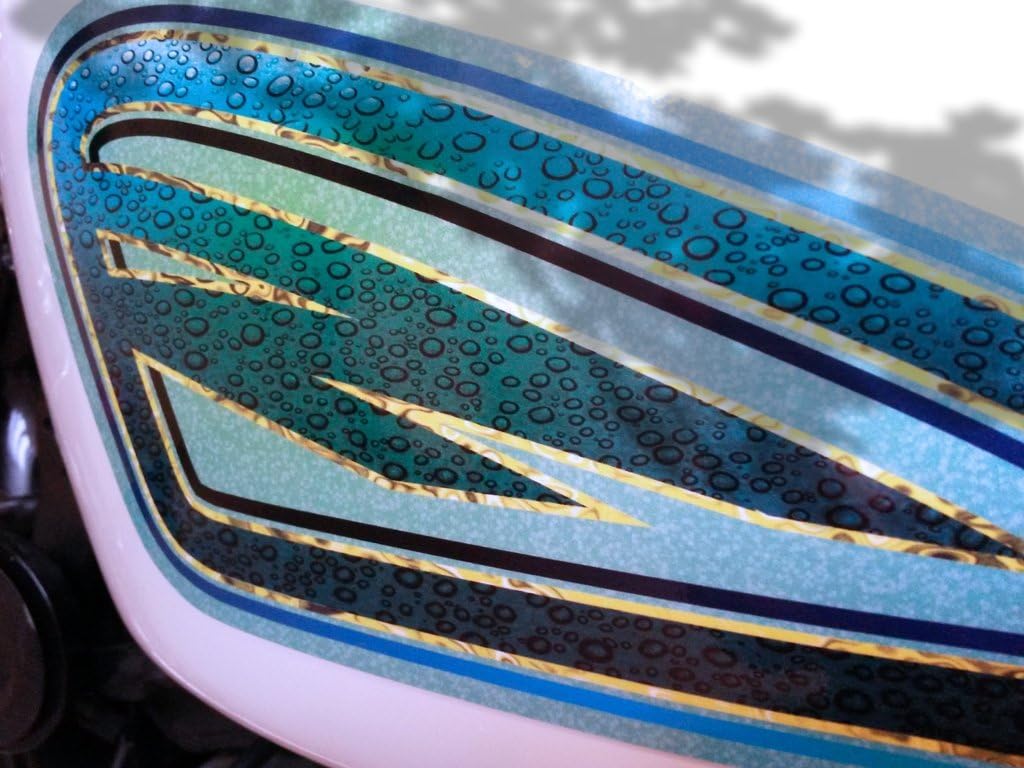 Motorcycle Gas Tank Decals/Sets - for Harley Davidson Sportster 883 1200 Honda Shadow Suzuki Kawasaki Indian Yamaha (Old School H20-2pc Side Tank Decals)