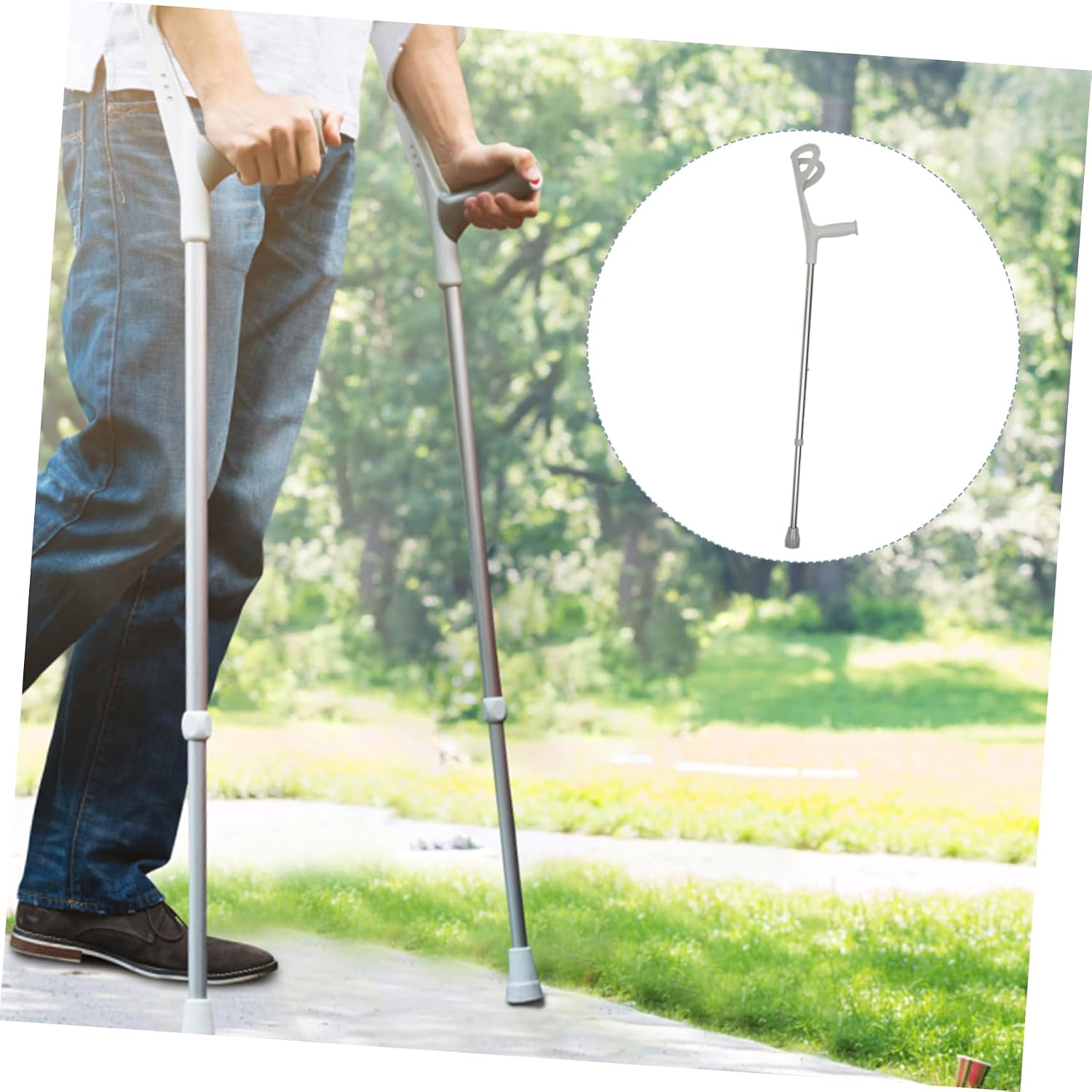ORFOFE Adjustable Forearm Crutch Comfortable Walking Stick for Adults Youth Random Color Lightweight Design Vibration Reduction Durable Construction