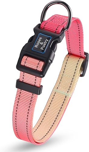 Roses&Poetry Collar reflectante para perro con color degradado rosa, collares ajustables y duraderos para perros pequeños, medianos y grandes